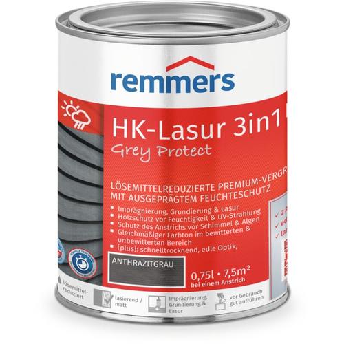 HK-Lasur 3in1 Grey Protect [plus] anthrazitgrau, matt, 0,75 Liter, Holzlasur, Premium Holzlasur