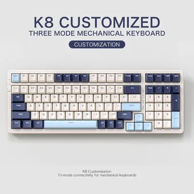 K8 100 Key Wireless Mechanical Keyboard Tri-mode Connection,Full Key Hot Swap,lighting