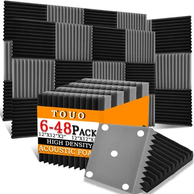 TOUO Sound-Absorbing Foam 6-48 Pcs Acoustic Foam Panels Wall Soundproofing Studio Acoustic Treatment Sound Absorbing Material