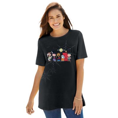 Plus Size Women's Black Peanuts Trick or Treat Tee by Peanuts in Black Peanuts Trick Or Treat (Size L)