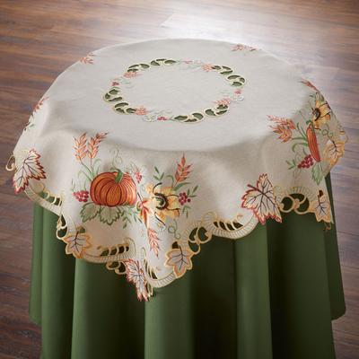 Embroidered Cut Out Harvest Table Topper by BrylaneHome in Multi