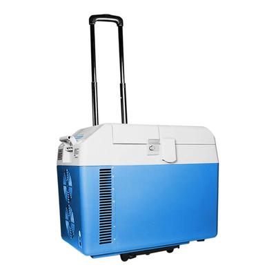Summit Appliance SPFZ25M Accucold .88 Cu. Ft. Blue / White DC-Powered Portable Medical Freezer with Lock and Collapsible Trolley - 12/24VDC