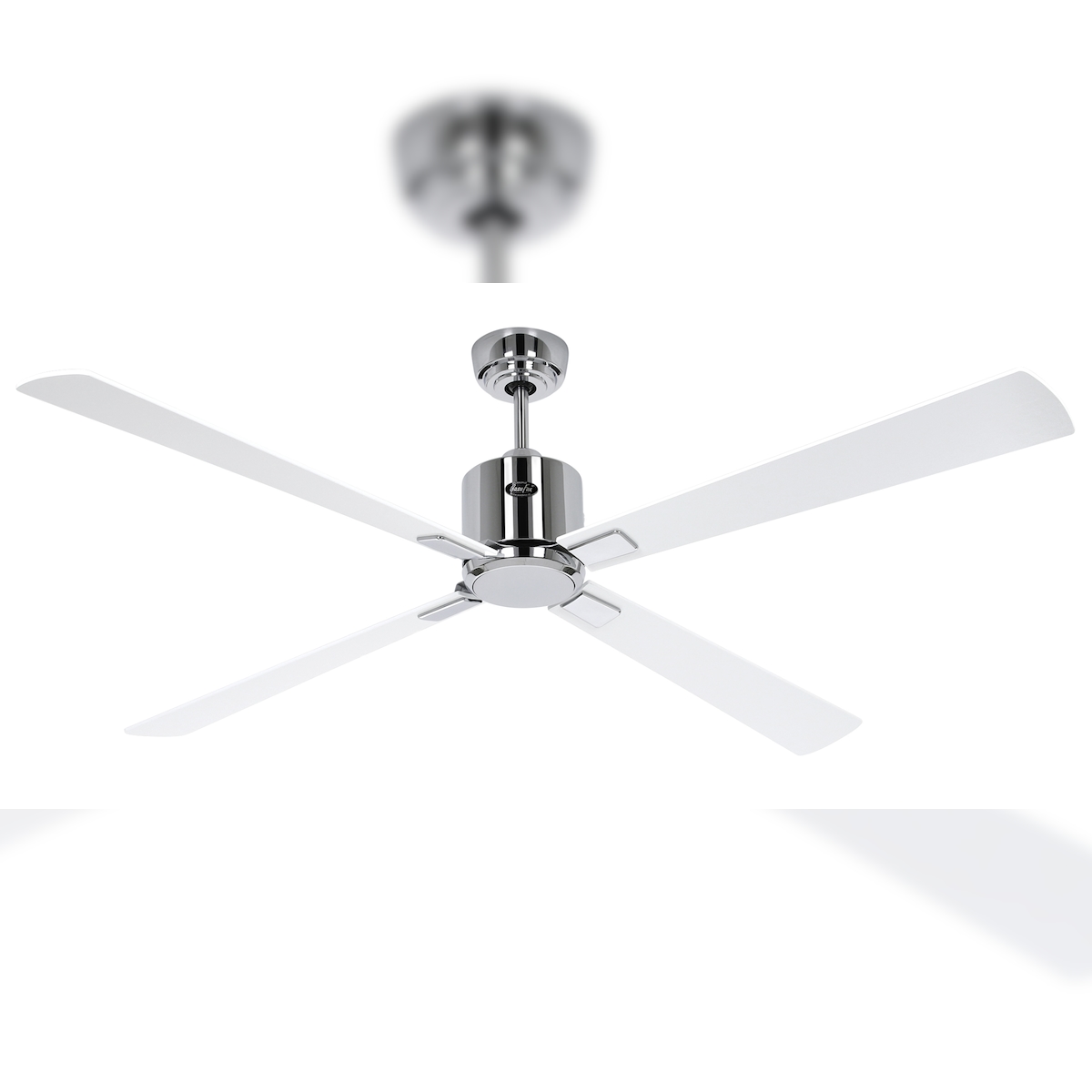 Deckenventilator mit WLAN CasaFan ECO NEO III 152 cm 948333 W Motor aus gebürstetem Chrom / Wendeflügel Weiß und Hellgrau Image