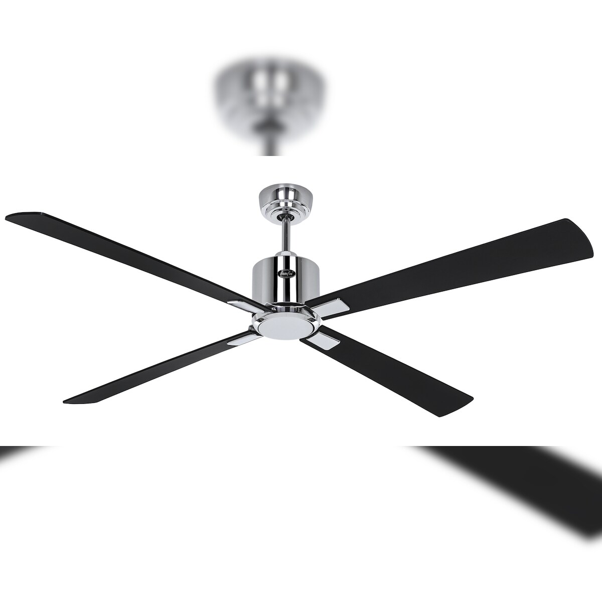 Deckenventilator mit WLAN CasaFan ECO NEO III 152 cm 948303 W Motor aus gebürstetem Chrom / Wendeflügel in Schwarz und Teakholz Image