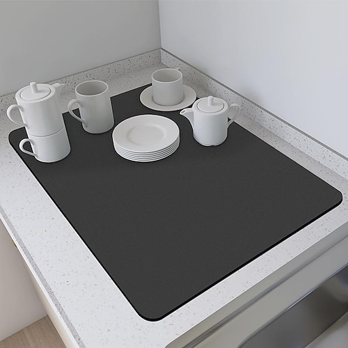 1 Stück saugfähige Mikrofaser-Abtropfmatte – perfekt, um Ihre Küchentheke sauber und organisiert zu halten! Image