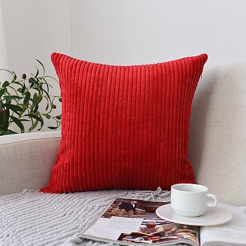 nordischer einfarbiger Cord-Kissenbezug fürs Büro, weiches Kissen ohne Kern, Heim-Wohnzimmer-Sofa-Dekor, grün, orange, rosa, blau Image