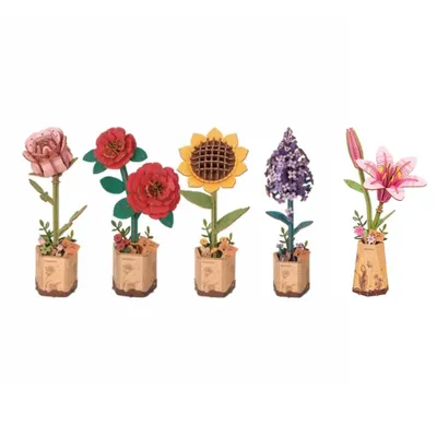 Robotime 3D Wooden Puzzle Flowers Bouquet Wooden Bloom Craft Model Kits Eternal Flowers Romantic