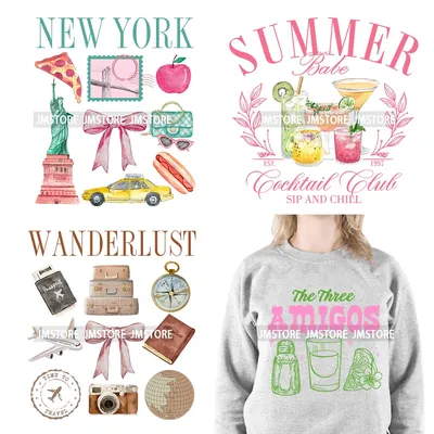 Summer Vacation Cocktail Bach Travel Club Decals Girls Trip Vacay Mode Coquette Cowgirl Tequila DTF