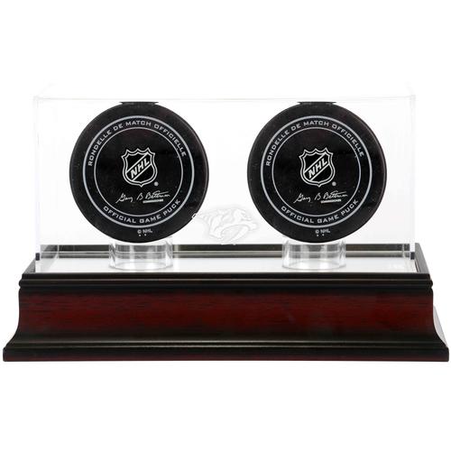 Nashville Predators Mahagoni Zwei Hockey Puck Logo Vitrine