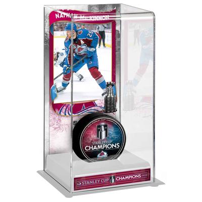 Nathan MacKinnon Colorado Avalanche 2022 Stanley Cup Champions Logo Deluxe Große Hockey-Puck-Hülle Image