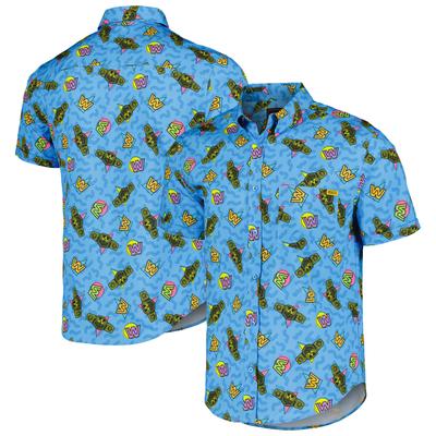 Herren RSVLTS Blaues WrestleMania KUNUFLEX 90er-Design Button-Down-Kurzarmhemd Image