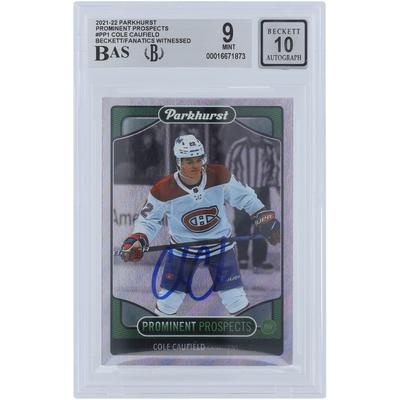 Cole Caufield Montreal Canadiens signierte 2021-22 Upper Deck Parkhurst Prominente Prospects #PP1 Beckett Fanatics bezeugte authentifizierte 9/10 Rookie-Karte Image
