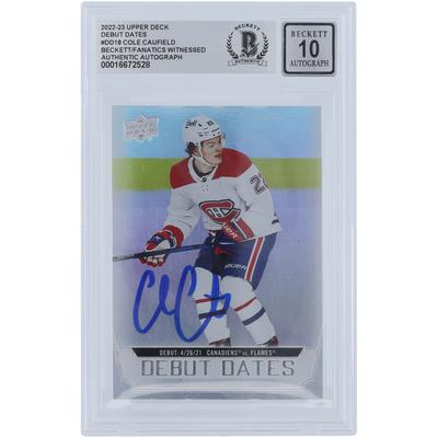 Cole Caufield Montreal Canadiens signierte 2022-23 Upper Deck Debütdaten #DD-18 Beckett Fanatics bezeugte authentifizierte 10er Karte Image