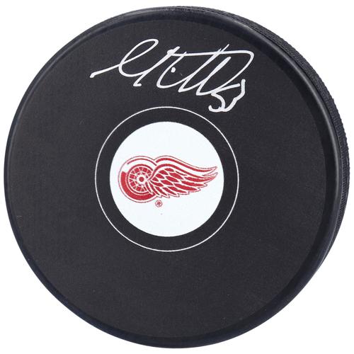 Autogramm-Hockeypuck von Moritz Seider, Detroit Red Wings