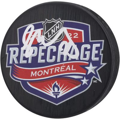 Juraj Slafkovsky Montreal Canadiens signierter Hockey-Puck mit Logo des NHL-Drafts 2022 Image