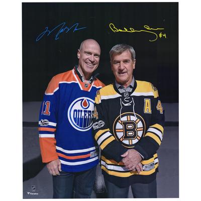 Signiertes Foto von Mark Messier und Bobby Orr von den Edmonton Oilers und New York Rangers, 16 x 20 Zoll Image