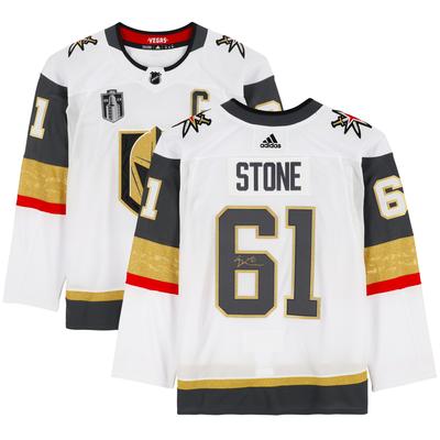 Von Mark Stone signiertes weißes Adidas Authentic-Trikot der Vegas Golden Knights mit Aufnäher für das Stanley Cup-Finale 2023 Image