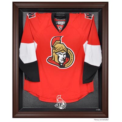 Vitrine mit Logo-Trikot der Ottawa Senators in Braun mit Rahmen Image