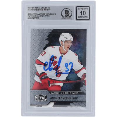 Andrei Svechnikov Carolina Hurricanes signiert 2020-21 Skybox Metal Universe #18 Beckett Fanatics Zeuge authentifiziert 10 Karte Image