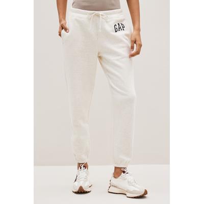 Gap Womens Cream Vintage Arch Logo Fleece-Lined Joggers - Cream