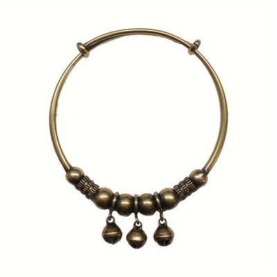 TEMU 1pc Vintage Copper Retro Small Bells Push-pull Bracelet, For Men Women Image