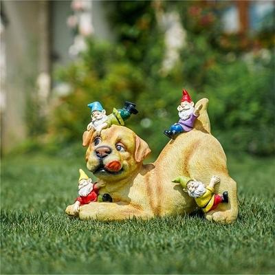 TEMU 1pc Dog And Gnome Garden Sculptures & Statues Outdoor, Funny Gnomes Garden Art Outdoor Decor Garden Gift Garden Decor For Outside Lawn Yard Patio Home Decoration