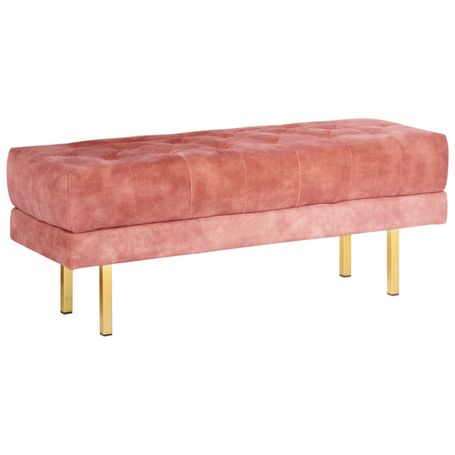 Bettbank Rosa aus Samtstoff Gesteppt Knopfheftung 117 cm mit Goldenen Beinen Elegant Sitzbank für Schlafzimmer Flur Garderobe Wohnzimmer