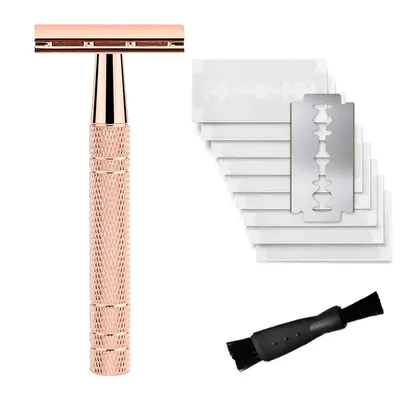 Reusable Double Edge Safety Razor for Women, Single Blade Razors for Men, with 10 PCs Razor Blades,