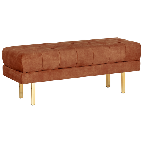 Bettbank Dunkelrot aus Samtstoff Gesteppt Knopfheftung 117 cm mit Goldenen Beinen Elegant Sitzbank für Schlafzimmer Flur Garderobe Wohnzimmer