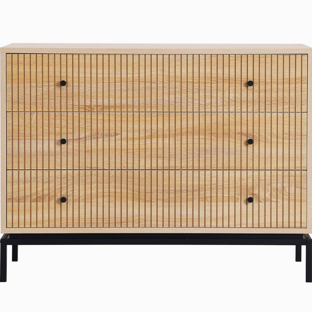 Commode 3 tiroirs effet bois 105 cm