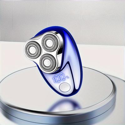 Usb Rechargeable Mini Portable Men's Electric Shaver, Magnetic Suction 3 Blade Head, Suitable For Dry And Wet Dual Purpose Shavers In Homes, Offices, And Cars - Suitable For Travel