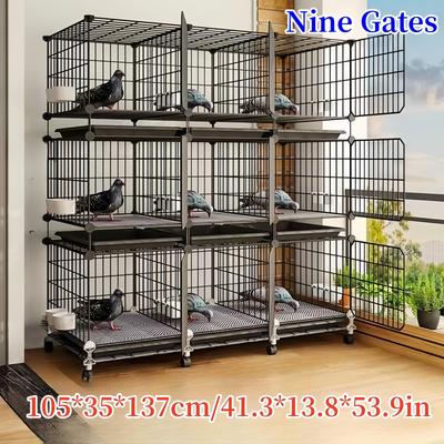 Extra-large, Heavy-duty 3-tier Metal Bird Cage With 9 Compartments - Ideal For Species
