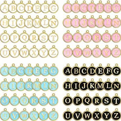 60pcs Letter Pendants For Jewelry Making Charm For Bracelet Initial Charms Alphabet Charms For Diy Necklace Bracelet Jewelry Making (black, White, Pink, Blue)