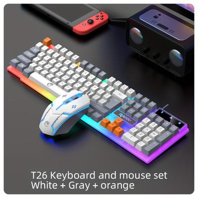 Wired Gaming Glowing Keyboard And Mouse Set, Multicolored Breathing Mouse Keyboard