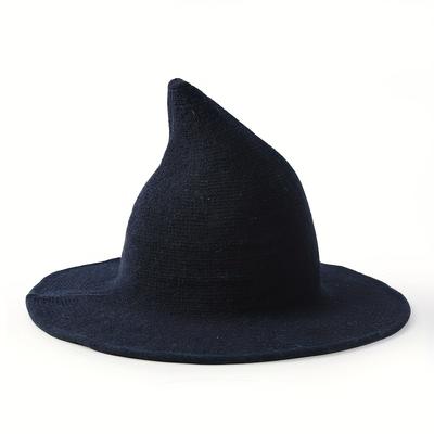 Candy Color Halloween Witch Hats Trendy Pointed Knit Hats Lightweight Wizard Hat Halloween Cosplay Costume Accessories Witch Hat For Women