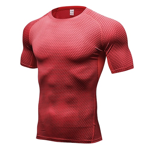 Herren Kompressionsshirt Laufshirt Kurzarm T-Shirt Sommer Frühling Optische Täuschung Schnelltrocknend Feuchtigkeitsableitend Atmungsaktiv Fitnesstraining Laufen Fitness Sportbekleidung Sportkleidung Image