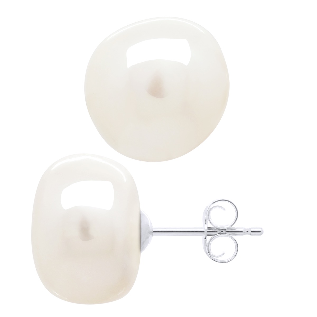 Ateliers Saint Germain Womens Earrings White Gold - Real Cultured Freshwater Pearls Baroque 12-13 mm - One Size