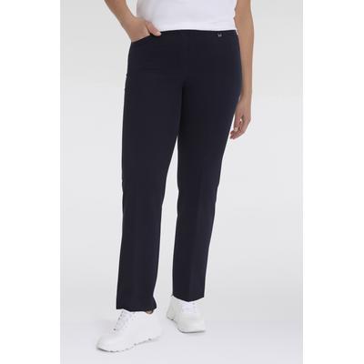 Stoffhose KJBRAND "Hose Bea in Bi-Stretch Kammgarnoptik mit Bügelfalte", Damen, Gr. 52, N-Gr, blau (marine), Web, Obermaterial: 63% Polyester, 35% Viskose, 2% Elasthan, feminin, weit, unten schmal, Hosen, ideal für kräftige Oberschenkel Image