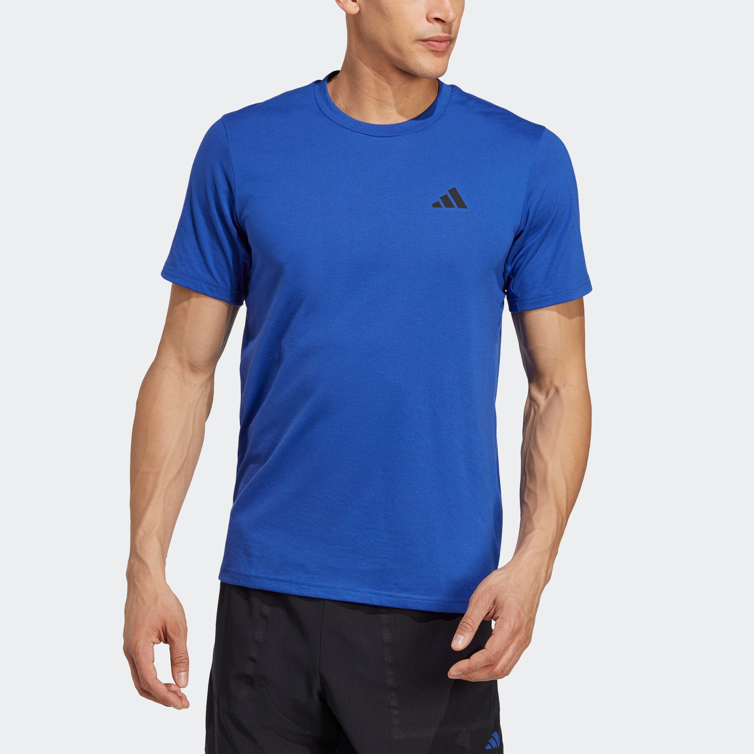 T-Shirt ADIDAS PERFORMANCE "TR-ES FR T", Herren, Gr. XL, blau (semi lucid blau, schwarz), Obermaterial: 70% Polyester, 30% Baumwolle, clean, normal, Rundhals, Shirts Image