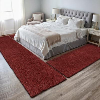 Hochflor-Bettumrandung MY HOME "Banji", rot (weinrot), H:37mm, Obermaterial: 100% Polypropylen, Bettumrandung, Uni Farben, weich und flauschig, auch als Läufer & in rund erhältlich Image