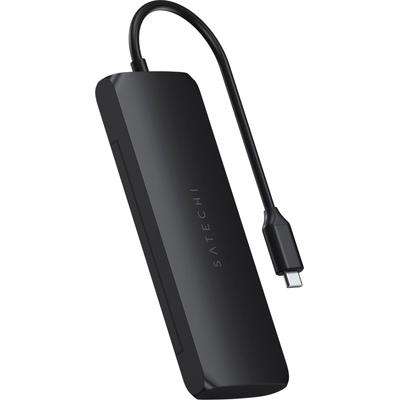 SATECHI Laptop-Adapter "USB-C Hybrid Multiport Adapter with SSD Enclosure", schwarz, B:13,5cm H:4,6cm T:1,5cm, Adapter Image