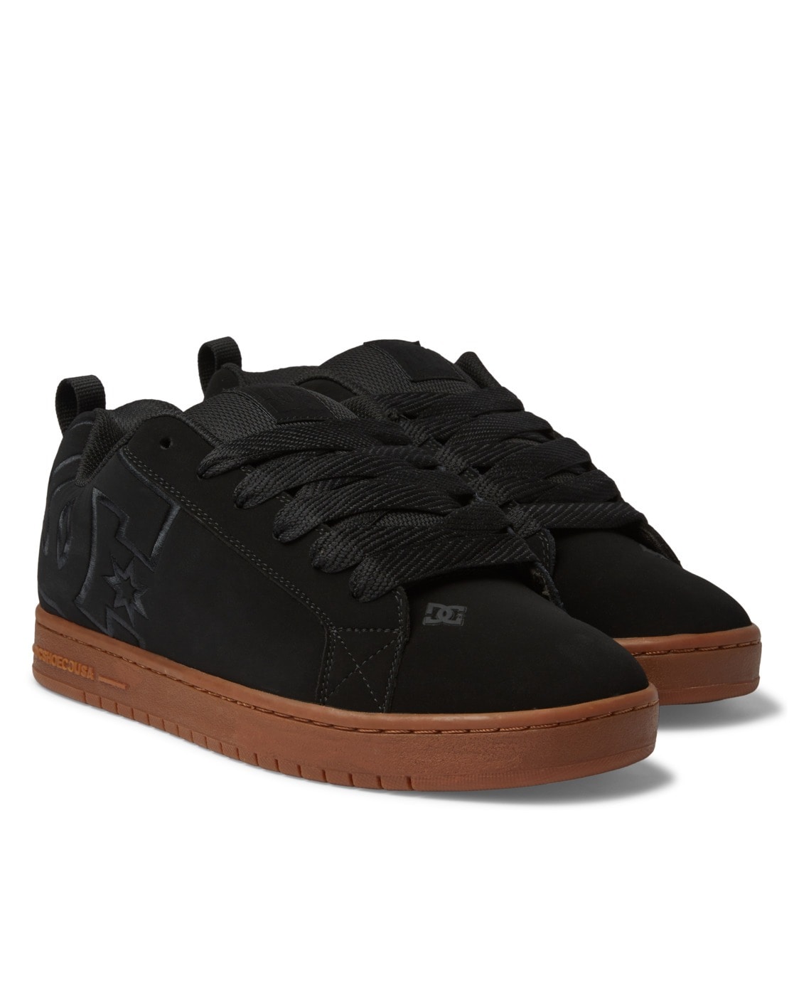 Sneaker DC SHOES "Court Graffik", Herren, Gr. 12,5(46,5), schwarz, Obermaterial: Leder (Kuh) / Futter: Textil / Außensohle: Gummi, Schuhe Sneaker