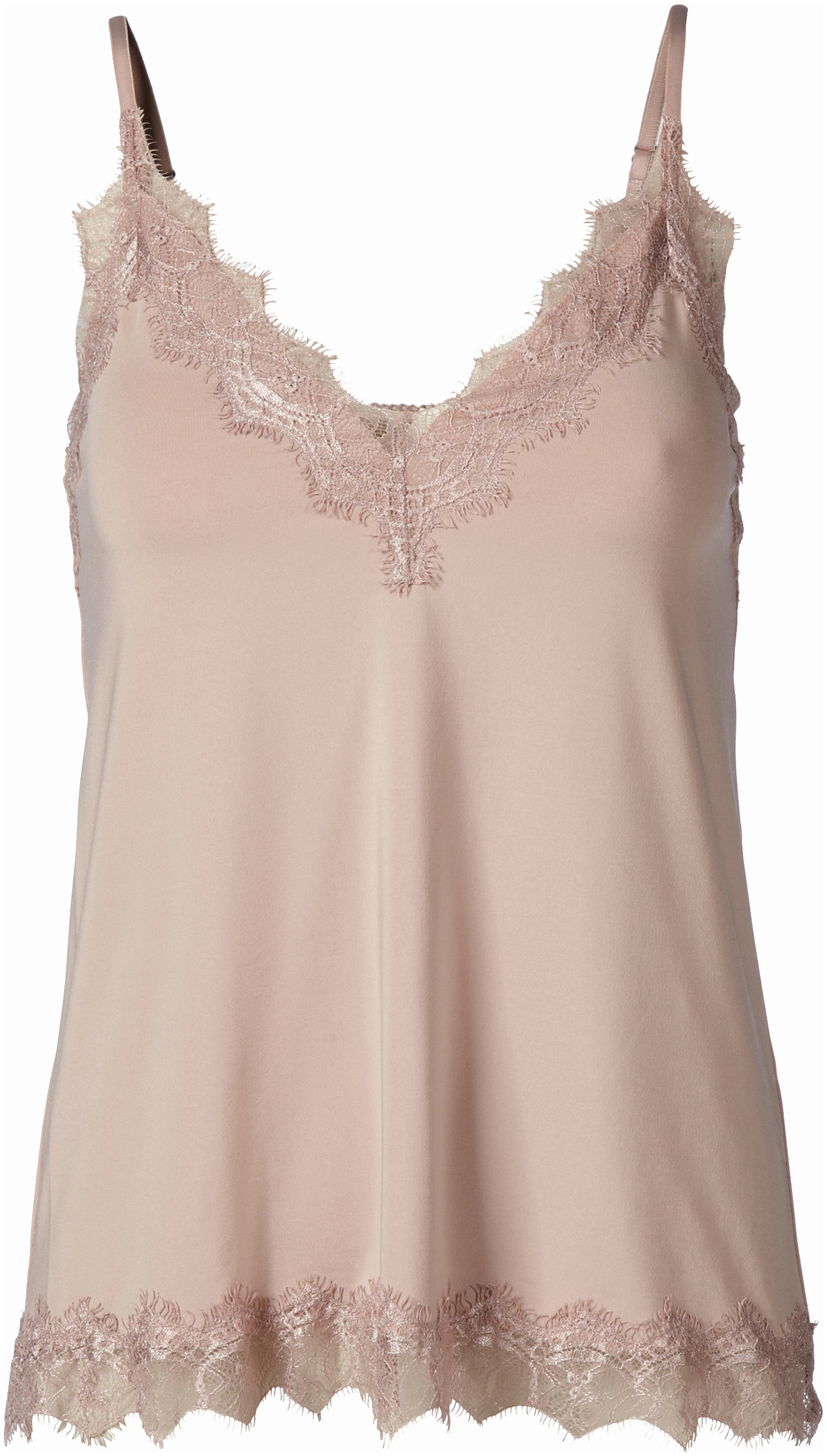 Unterhemd ROSEMUNDE "Billie Strap Top", Damen, Gr. 42, N-Gr, rosa (vintage powder), Obermaterial: 90% Polyester, 10% Elasthan, unifarben, normal, V-Ausschnitt, Unterhemden Unterhemd, Vintage-Spitzenbesatz an Ausschnitt und Saum, feminin, Polyestermix