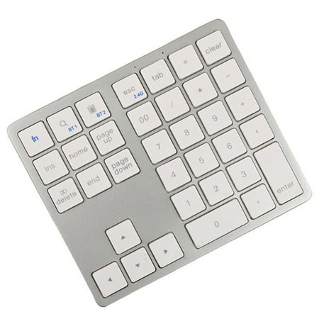 2.4G Bluetooth-Compatible Numeric Keypad USB Rechargeable 35 Keys (Silver White)
