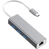 Tianle USB C to Ethernet Adapter Splitter Type-C to RJ45 Gigabit Network Converter with USB 3.0 Hub 3 Ports Compatible with Switch Console MacBook Air iPad Pro Surface Pro 4-in-1