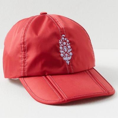 Free People Accessories | Free People On The Run Packable Baseball Cap Hat Red Lavender Logo Pouch Travel | Color: Purple/Red | Size: Os