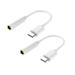 Yuan 2pcs Type-C to 3.5mm Earphone Cable Adapter Usb 3.1 Type C USB-C Male to 3.5 AUX Audio Female Jack (White)