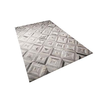 Dekorativer Teppich mit Parketteffekt aus Kuhfell-Leder 230x160, Grau