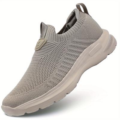 TEMU Men's Stylish Slip On Comfy Running Shoes: Breathable & Durable Non-slip Shock Absorption Sneakers For Jogging, Walking & Hiking! Image