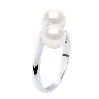 Ring You & Me – 2 echte Süßwasser-Zuchtperlen rund 6–7 mm – Qualität AAA Image